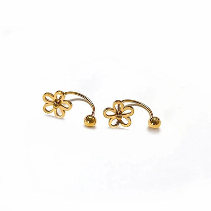 1 Piece Classic Style Flower Plating 304 Stainless Steel Drop Earrings Ear Studs