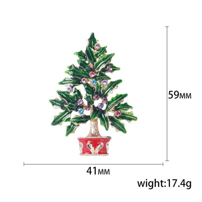 Fashion Pin Christmas Tree Alloy Inlay Rhinestones Women'S Brooches