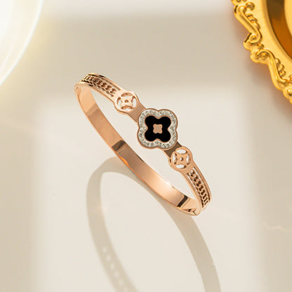 Moderate Luxury Titanium Steel 18K Gold Plated Bangles