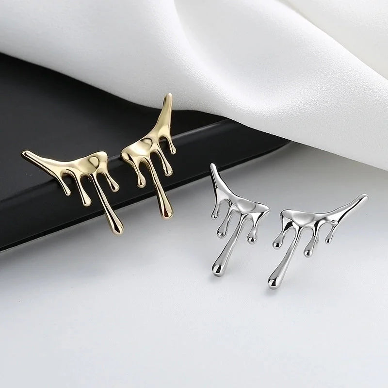 Fashion Water Droplets Copper Plating Drop Earrings Ear Studs 1 Pair