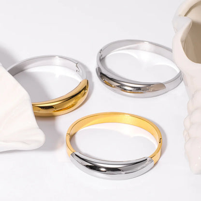 IG Style Geometric Stainless Steel Electroplating Bangles