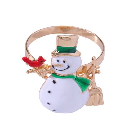 Christmas Cute Penguin Christmas Tree Santa Claus Alloy Napkin Rings 1 Piece