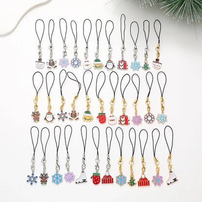 Cute Christmas Tree Snowman Snowflake Alloy Plating Christmas Bag Pendant Mobile Phone Chain