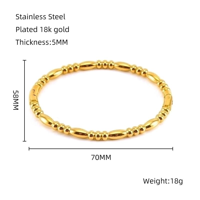 Minimalist Solid Color Stainless Steel 18K Gold Plated Titanium Steel Bangle In Bulk