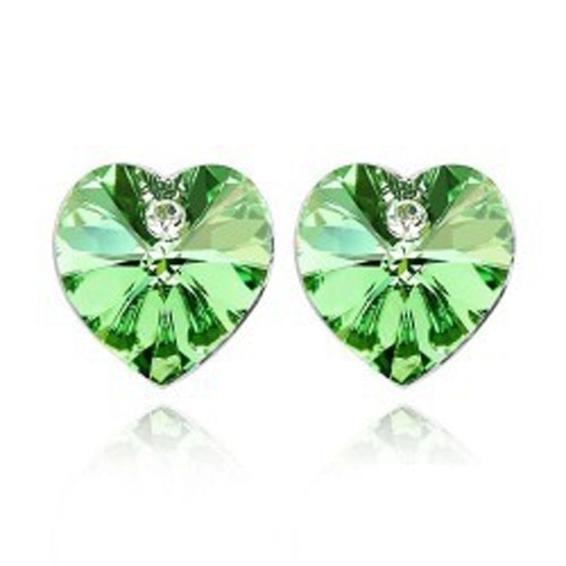 Korean Style Heart Inlaid Crystal Alloy Crystal Earrings