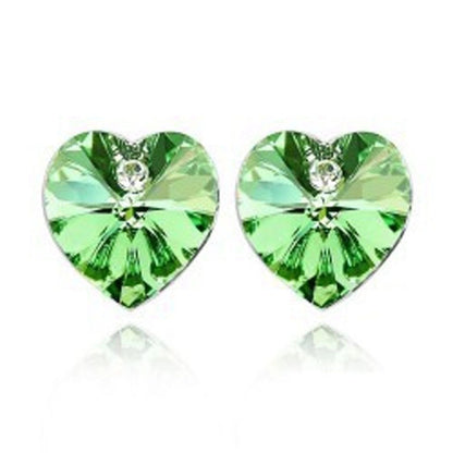 Korean Style Heart Inlaid Crystal Alloy Crystal Earrings