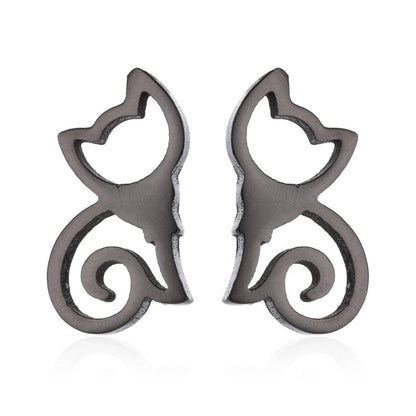 Minimalist Dog Cat Plating 304 Stainless Steel Stainless Steel Earrings