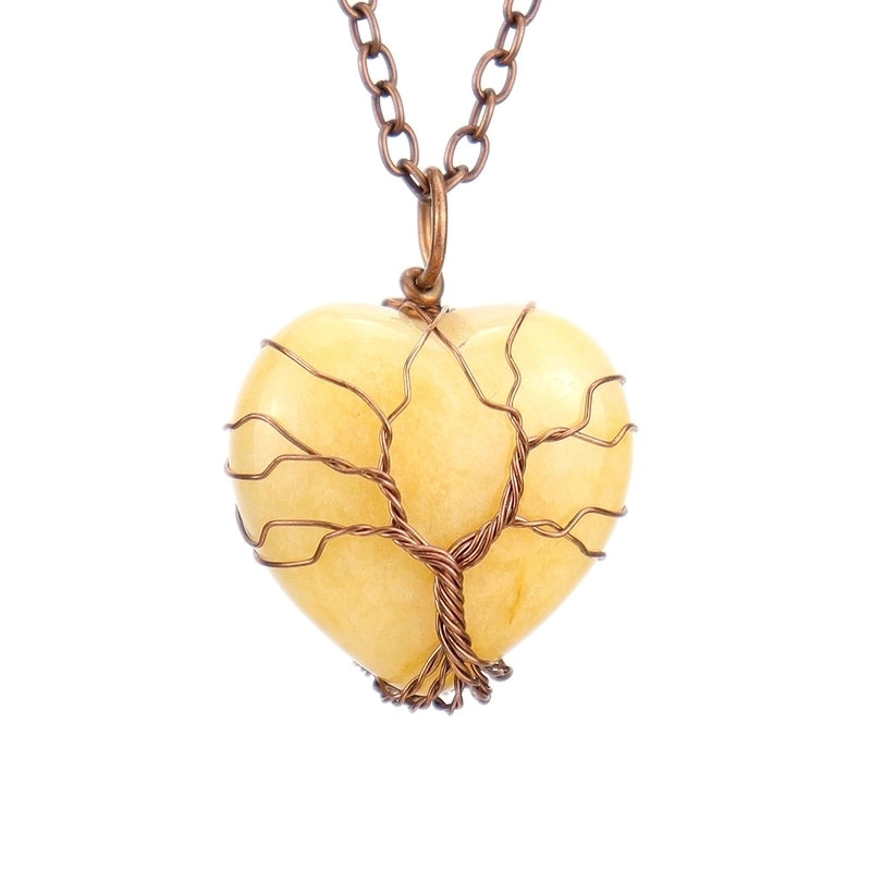 Minimalist Heart Shape Natural Stone Ferroalloy Pendant Necklace