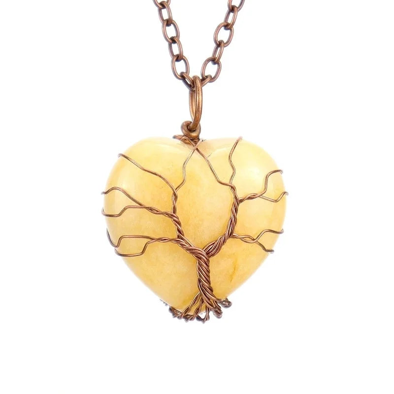 Minimalist Heart Shape Natural Stone Ferroalloy Pendant Necklace