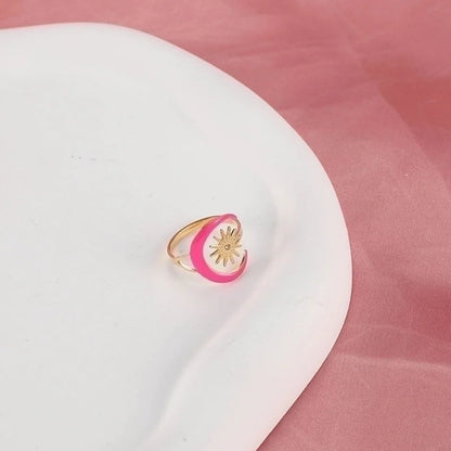 Classic Style Flower 304 Stainless Steel Rhinestones Inlay Open Rings