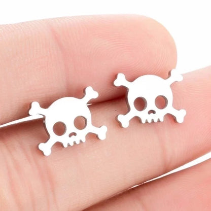 Unisex Minimalist Skull Stainless Steel No Inlaid Ear Studs Stainless Steel Earrings