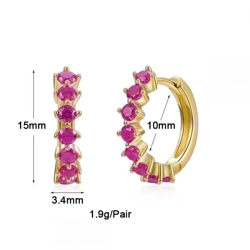 1 Pair Ins Style Round Butterfly Inlay Copper Zircon 24k Gold Plated Earrings