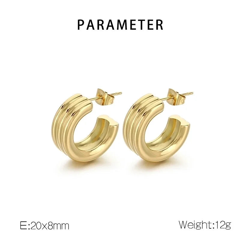 1 Pair Minimalist Solid Color Plating 304 Stainless Steel 18K Gold Plated Earrings