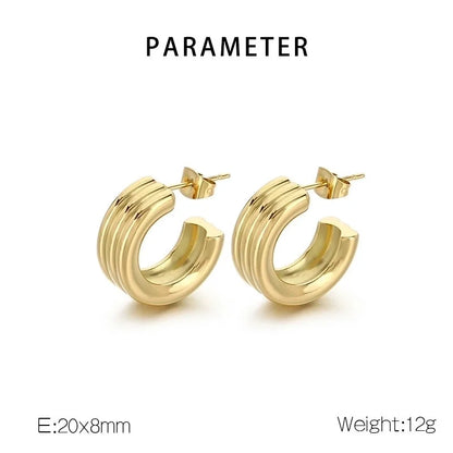 1 Pair Minimalist Solid Color Plating 304 Stainless Steel 18K Gold Plated Earrings