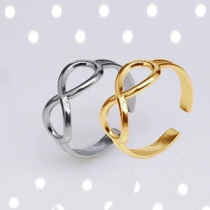 Casual Minimalist Infinity Titanium Steel Plating Hollow Out Open Ring