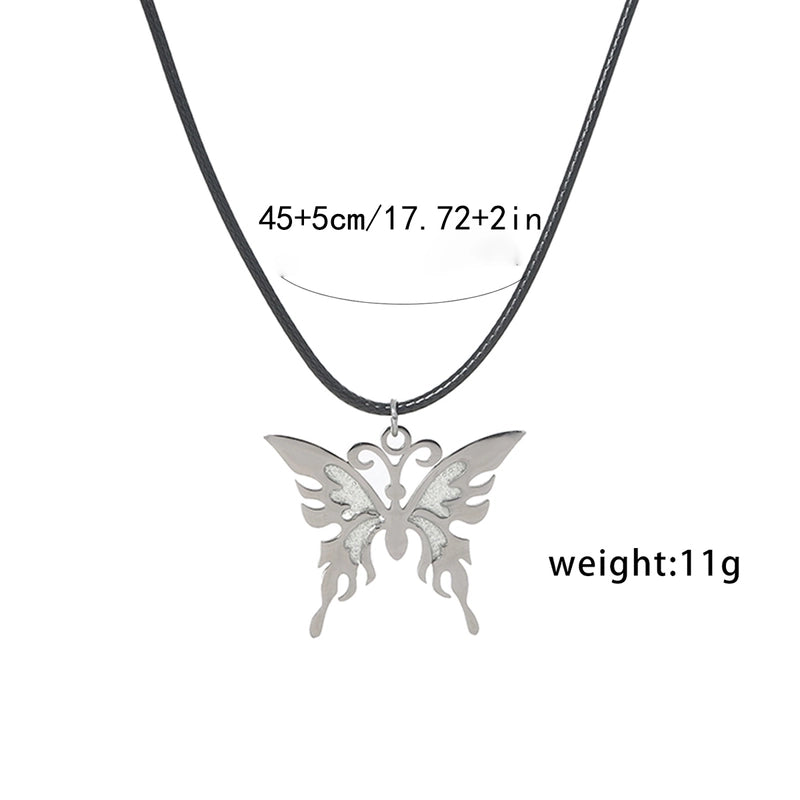 Jewelry Basic Modern Style Classic Style Moon Life Tree Butterfly 304 Stainless Steel Rope Pendant Necklace