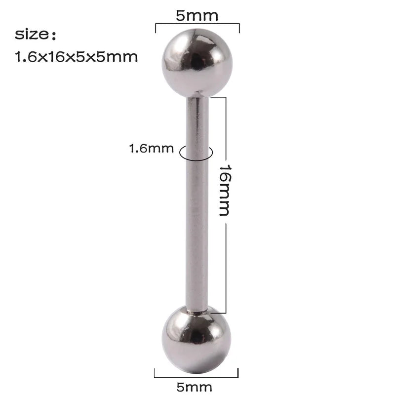 1 Piece Tongue Rings Minimalist Streetwear Solid Color 304 Stainless Steel Zircon Plating Inlay Zircon 18K Gold Plated