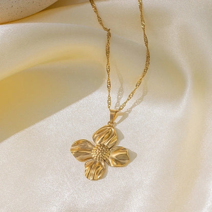 Elegant Vintage Style Classic Style Flower 304 Stainless Steel Plastic 18K Gold Plated Polishing Plating Earrings Necklace