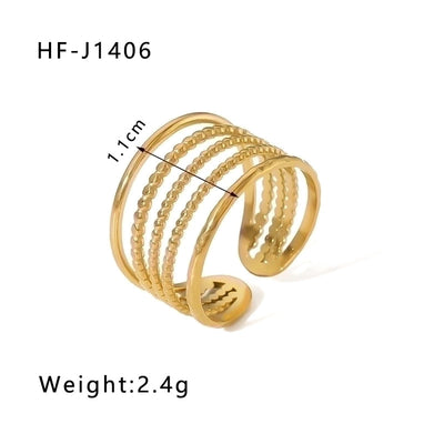 Stainless Steel 18K Gold Plated Modern Style Plating Geometric Open Rings