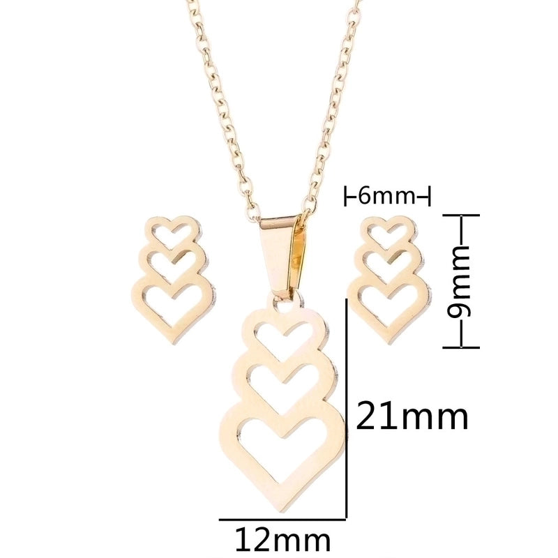 Fashion Heart Shape Butterfly Elephant 201 Stainless Steel 18K Gold Plated Earrings Necklace