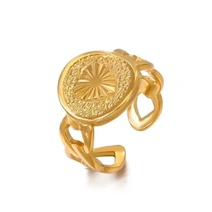 Retro Geometric Stainless Steel Gold Plated Plating Open Rings