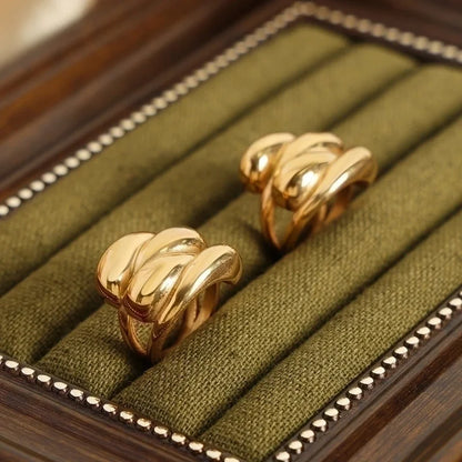 Casual Elegant Minimalist Water Droplets Titanium Steel 18K Gold Plated Plating Rings