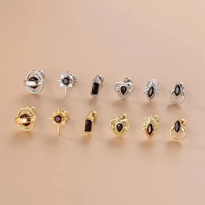 1 Piece Ear Cartilage Rings & Studs Fashion Solid Color 316L Stainless Steel Copper Plating Inlay Zircon