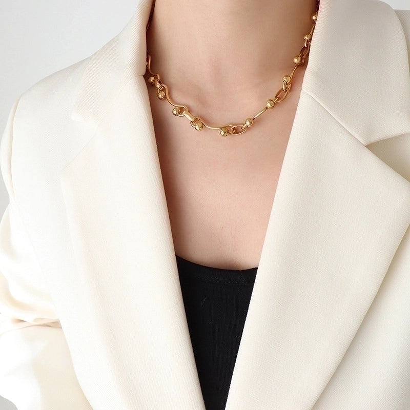 Basic Geometric 304 Stainless Steel 18K Gold Plated Pendant Necklace