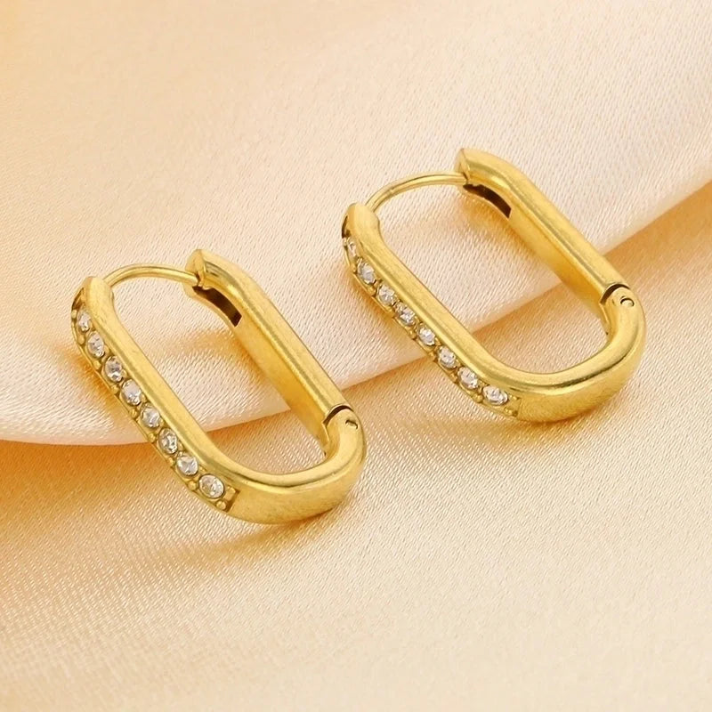 1 Pair Basic Minimalist Classic Style Geometric Star Solid Color 304 Stainless Steel 18K Gold Plated Hoop Earrings
