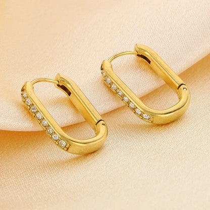 1 Pair Basic Minimalist Classic Style Geometric Star Solid Color 304 Stainless Steel 18K Gold Plated Hoop Earrings