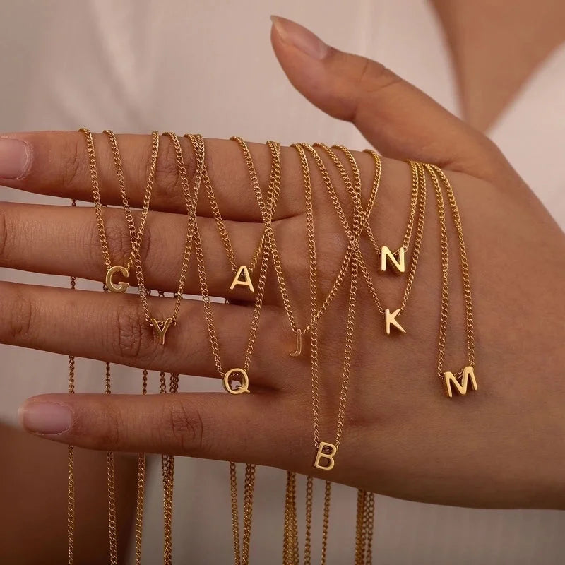 Elegant Letter 201 Stainless Steel 18K Gold Plated Pendant Necklace