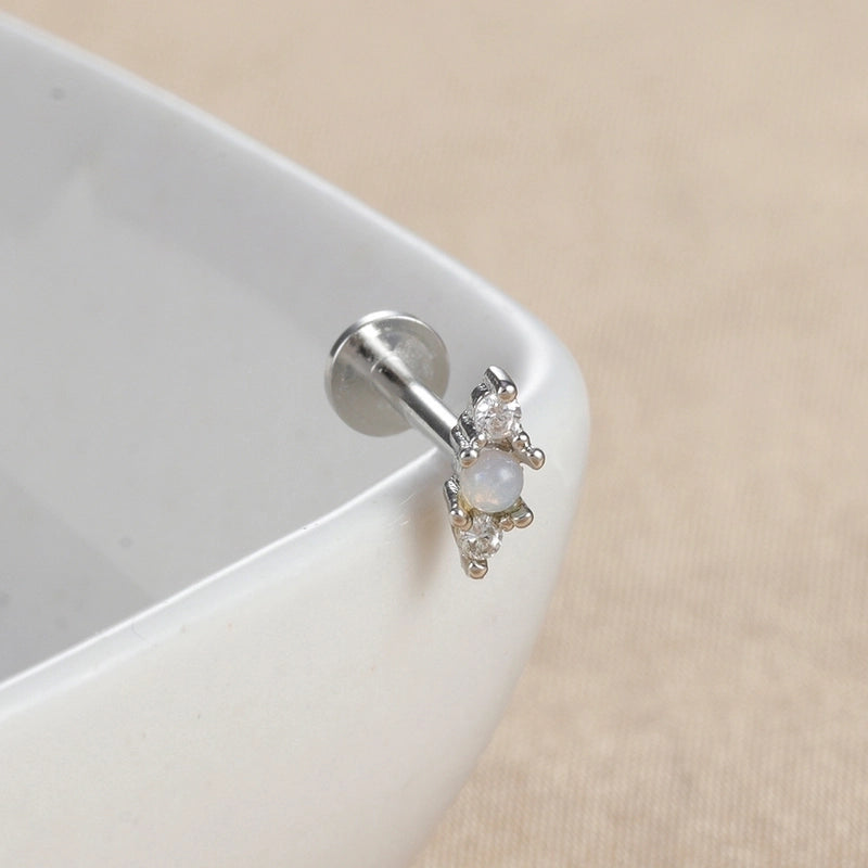 1 Piece Ear Cartilage Rings & Studs IG Style Minimalist Geometric Copper Inlay Gem Zircon Ear Cartilage Rings & Studs