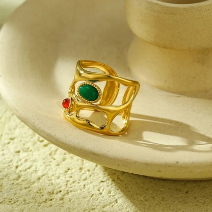 Lady Geometric 304 Stainless Steel Plating Open Rings