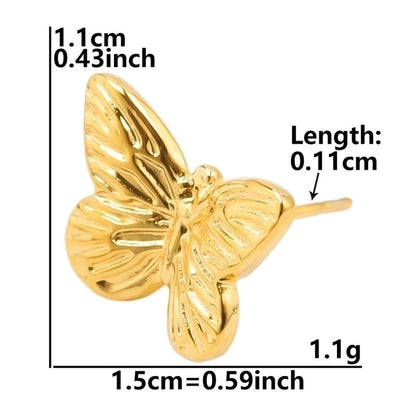 1 Pair Minimalist Flower Butterfly Plating 304 Stainless Steel 18K Gold Plated Ear Studs
