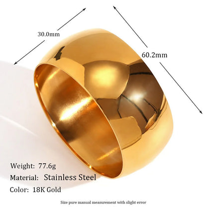 Fashion Round Stainless Steel 18K Gold Plated Bangles