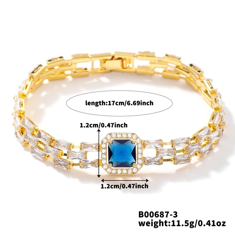 Copper K Gold Plated Inlay Water Droplets Zircon Bracelets