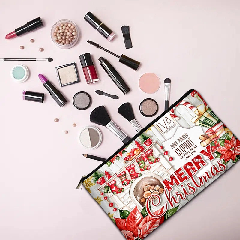 Hot Sale Christmas Holiday Printing Technology Cloth Cosmetic Bag Coin Purse Mobile Phone Bag