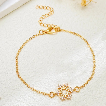 Minimalist Classic Style Snowflake 304 Stainless Steel Zircon Stainless Steel Bracelets In Bulk