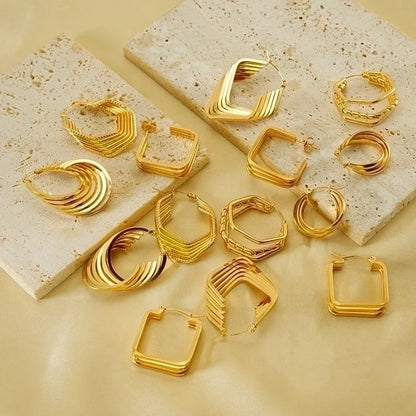 1 Pair Elegant U Shape Plating Stainless Steel Titanium Steel 18K Gold Plated Earrings