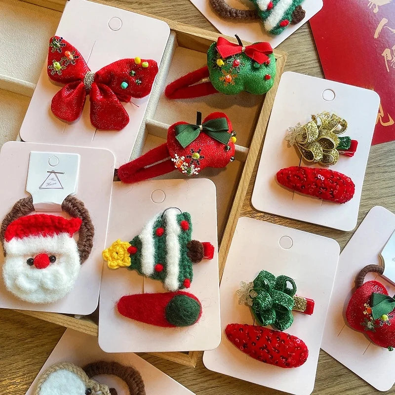 Christmas Cute Kid'S Christmas Tree Santa Claus Alloy Hair Clip Hair Band Hair Tie