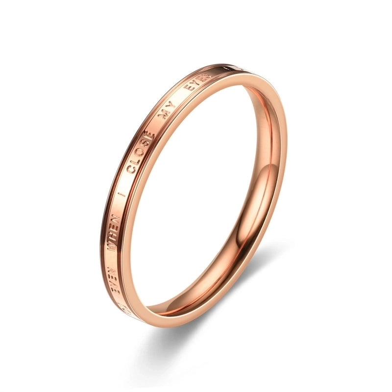 Minimalist Geometric Titanium Steel Plating Inlay Rhinestones Rings