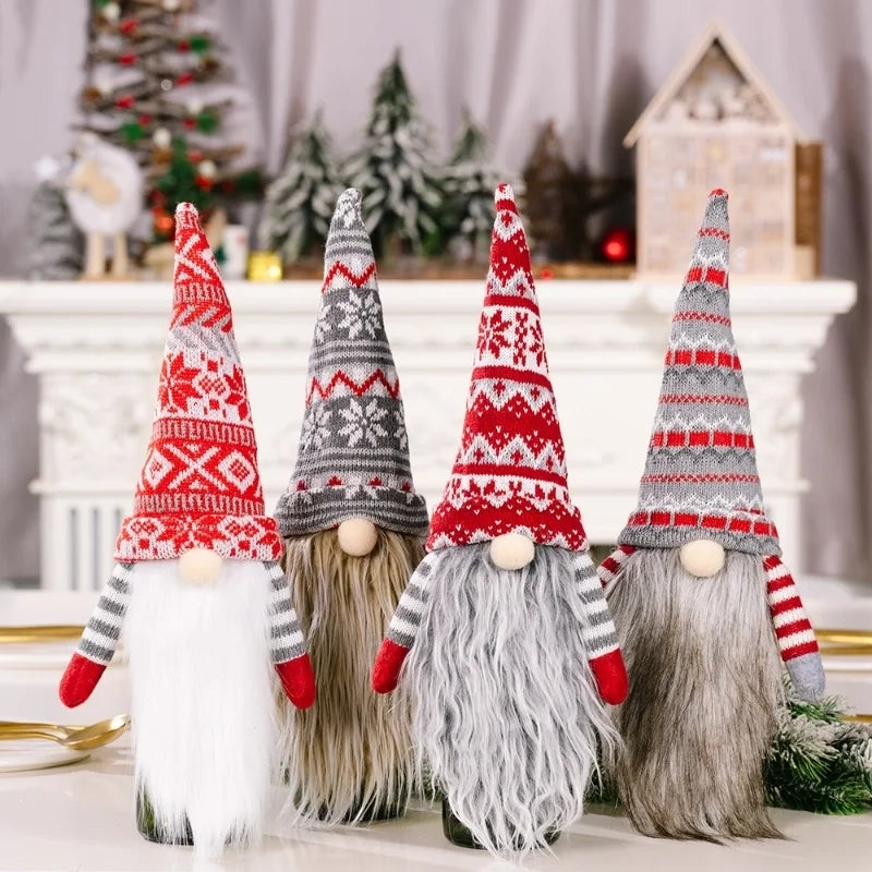Cross-border New Christmas Decoration European And American Style Knitted Faceless Elderly Long Beard Wine Bottle Cap Wine Bottle Cover Home Holiday