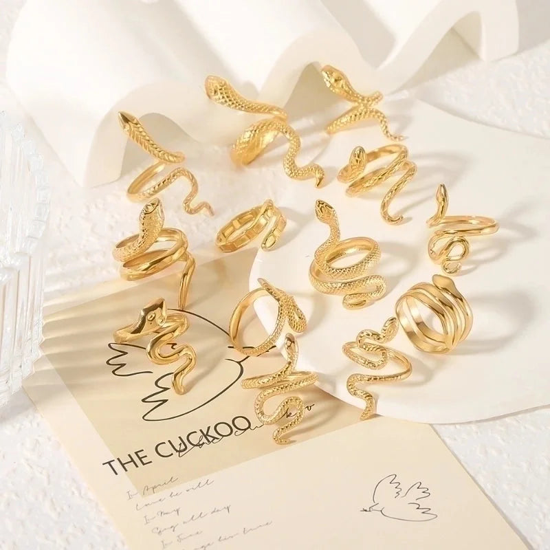 Stainless Steel 18K Gold Plated IG Style Plating Snake Open Rings