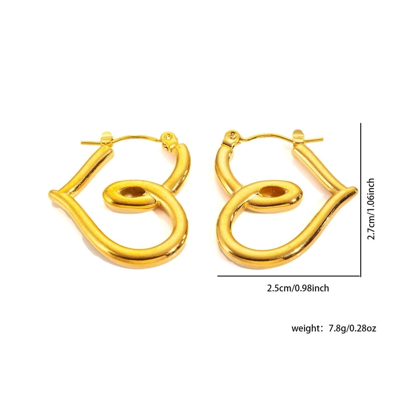 1 Pair Minimalist Heart Shape Titanium Steel Hoop Earrings