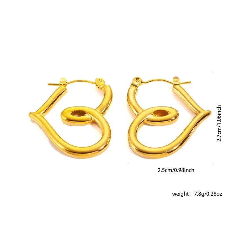 1 Pair Minimalist Heart Shape Titanium Steel Hoop Earrings