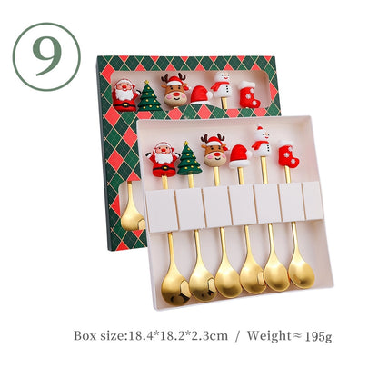 J Christmas Spoon Suit Cartoon Funny Christmas Tree Dessert Cake Spoon Creative Tableware Christmas Gift