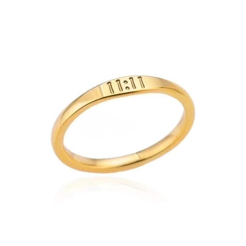 1 Piece Minimalist Number Stainless Steel Inlaid Gold Rings