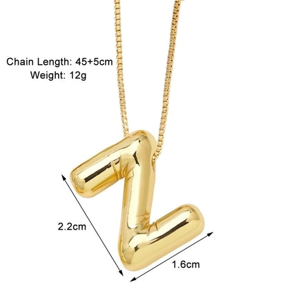 Minimalist Letter Copper Plating 18k Gold Plated Necklace Pendant