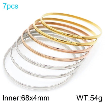 Minimalist Round Stainless Steel 18K Gold Plated Bangle In Bulk