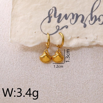 1 Pair Funny Romantic Scallop Fish 304 Stainless Steel 18K Gold Plated Drop Earrings